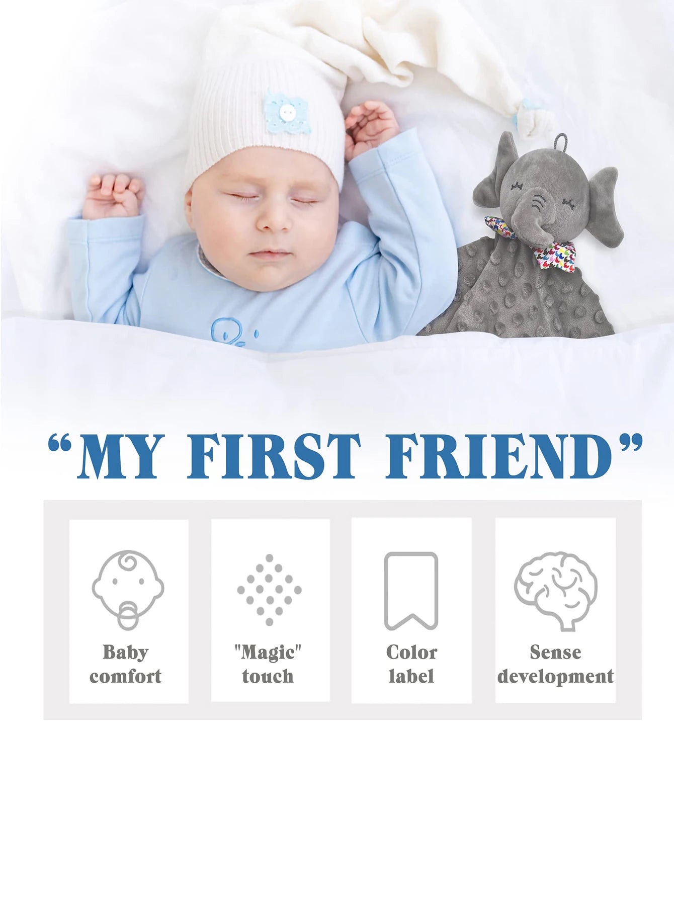 Elephant Baby Comforter Blanket with Rattle Toy