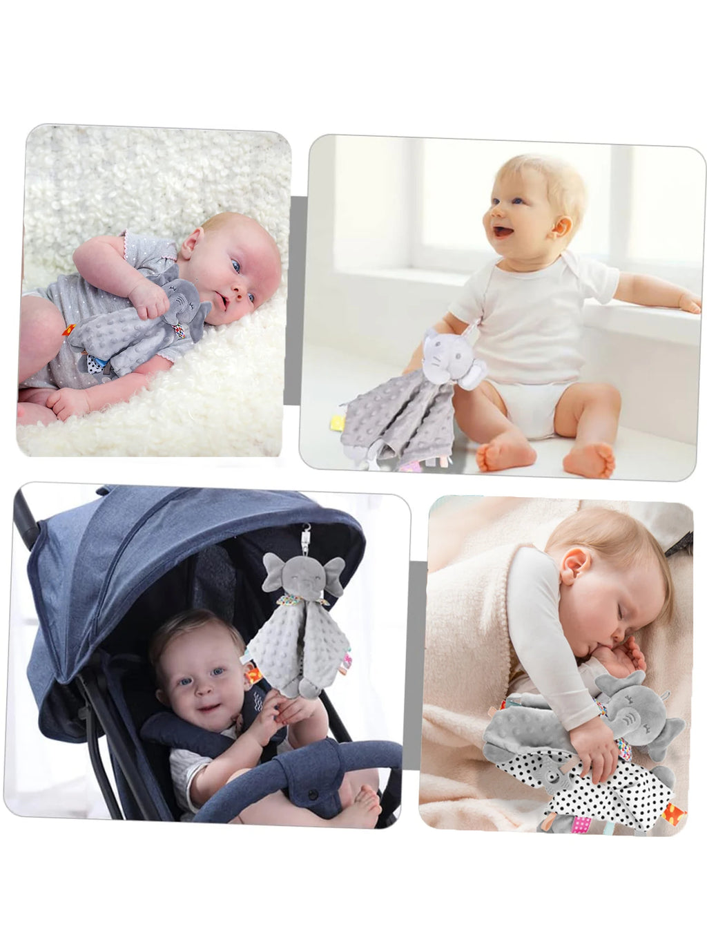 Elephant Baby Comforter Blanket with Rattle Toy