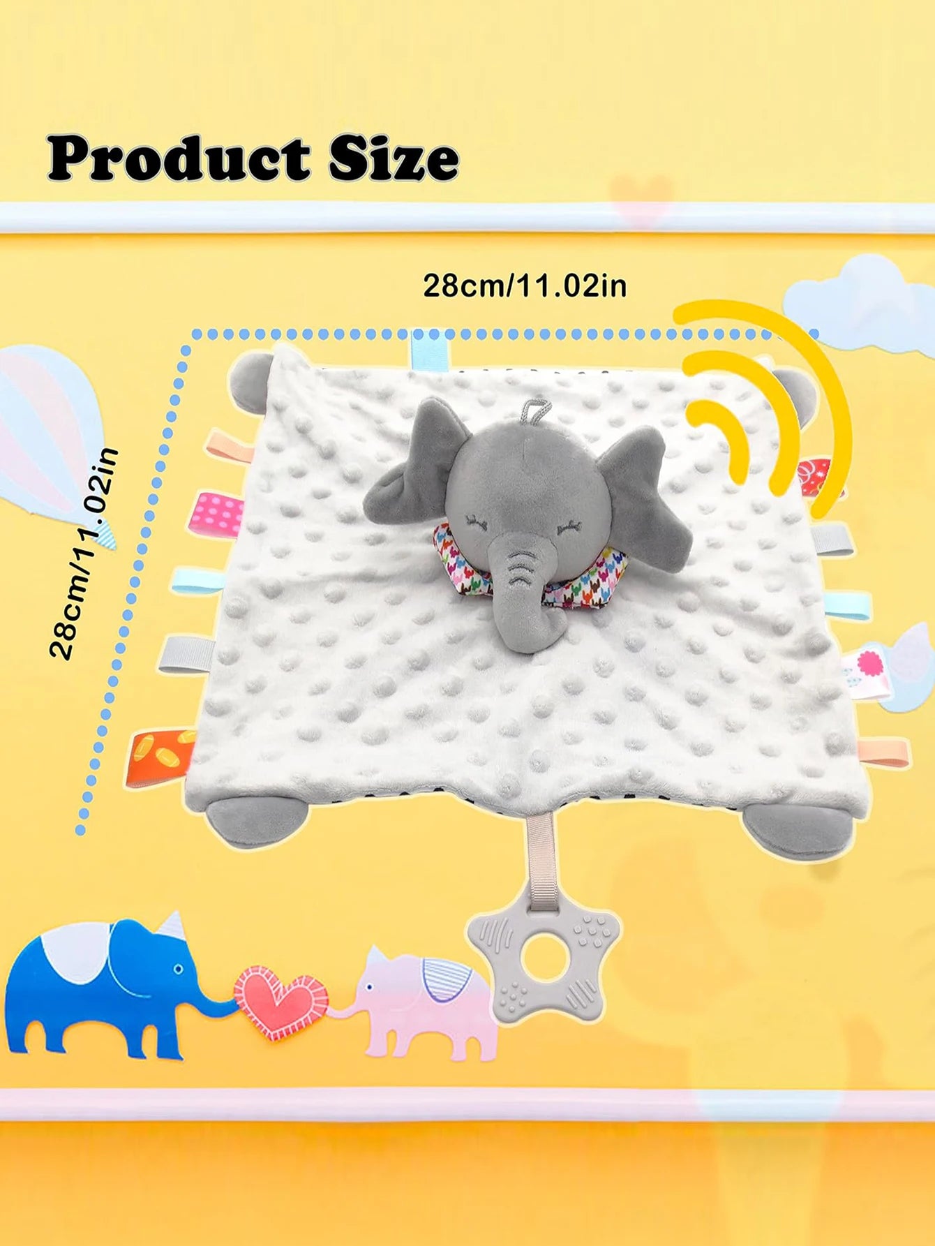 Elephant Baby Comforter Blanket with Rattle Toy