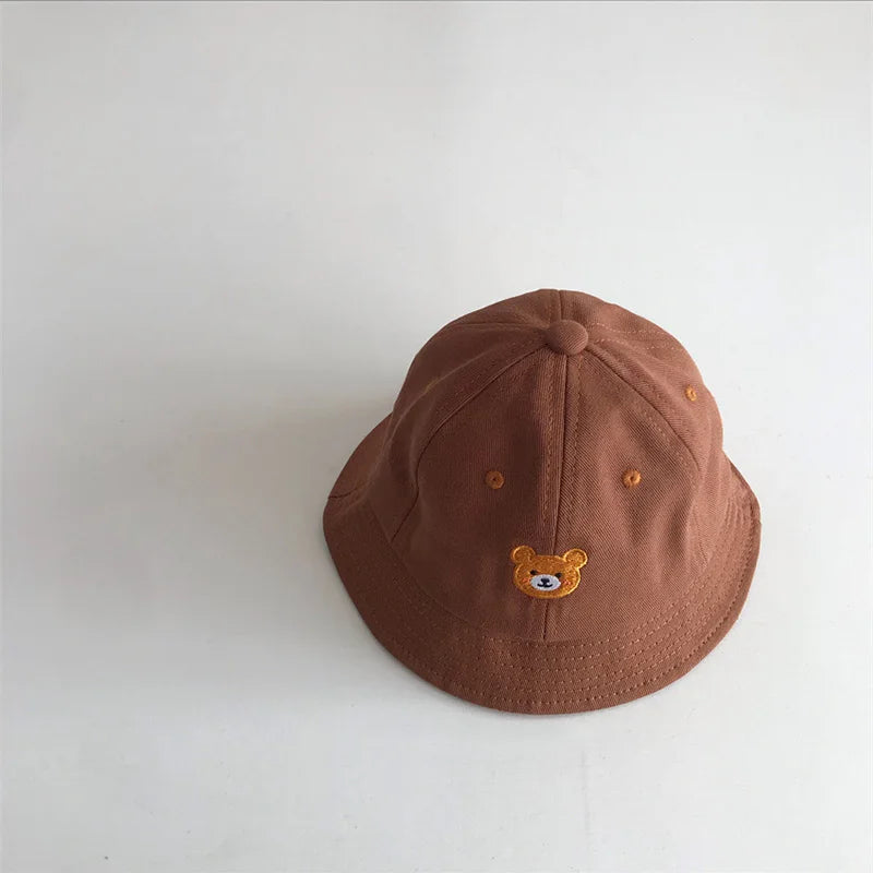 Cartoon Bear Baby Bucket Sun Hat Soft Cotton