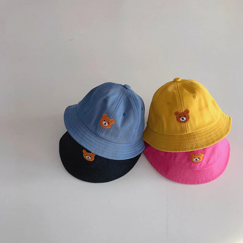 Cartoon Bear Baby Bucket Sun Hat Soft Cotton