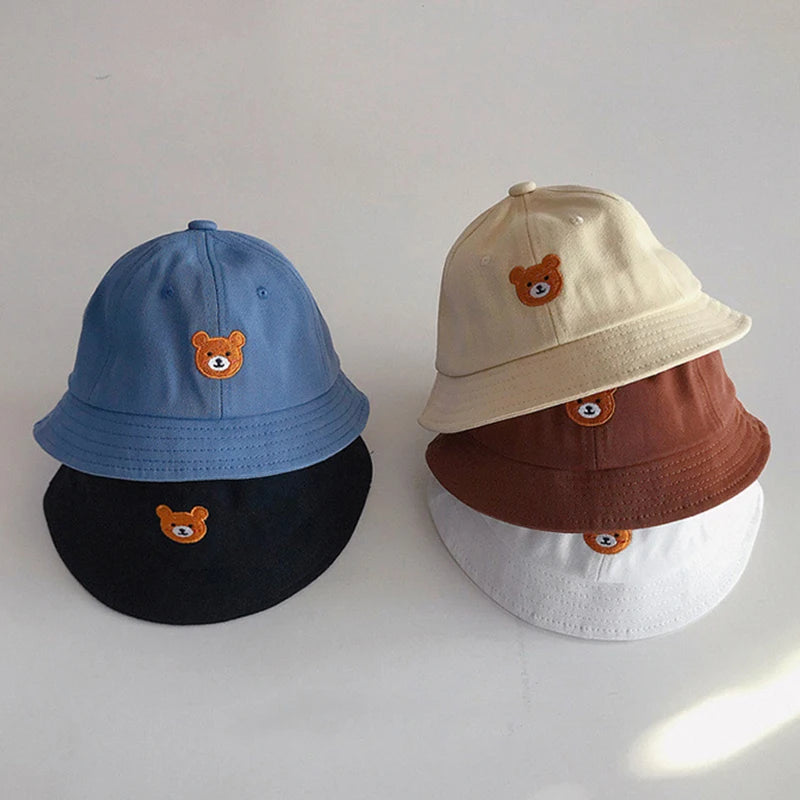 Cartoon Bear Baby Bucket Sun Hat Soft Cotton