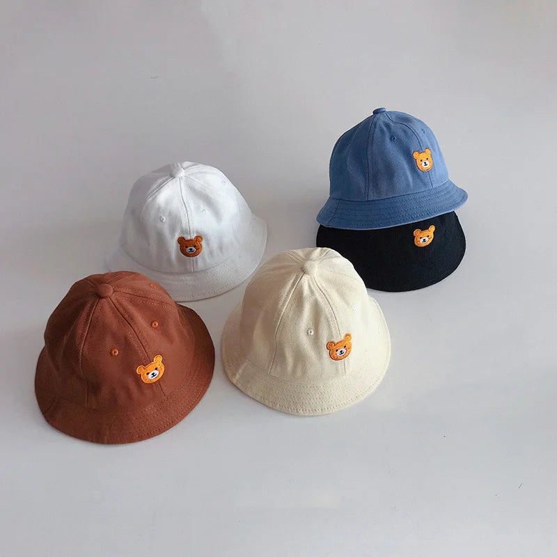 Cartoon Bear Baby Bucket Sun Hat Soft Cotton
