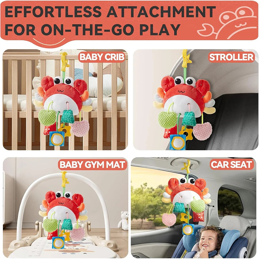 Baby Car Seat Sensory Toy with Rattle & Mirror 0-6M