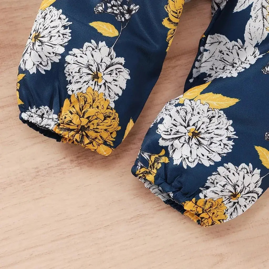 Newborn Baby Girl Bodysuit, Floral Pants & Headband Set
