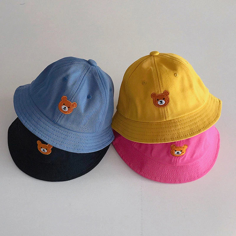 Cartoon Bear Baby Bucket Sun Hat Soft Cotton