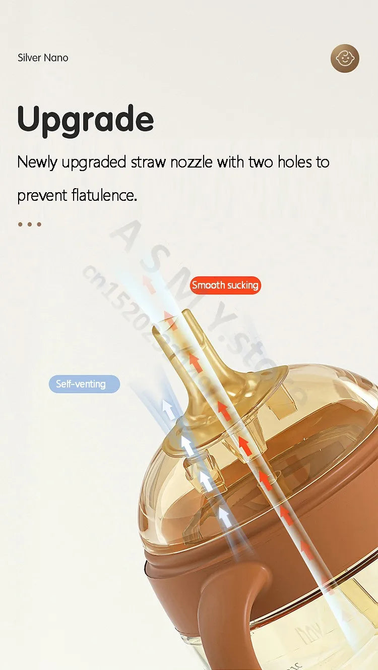 Wide Mouth Newborn Baby Bottle with Learning Nipple