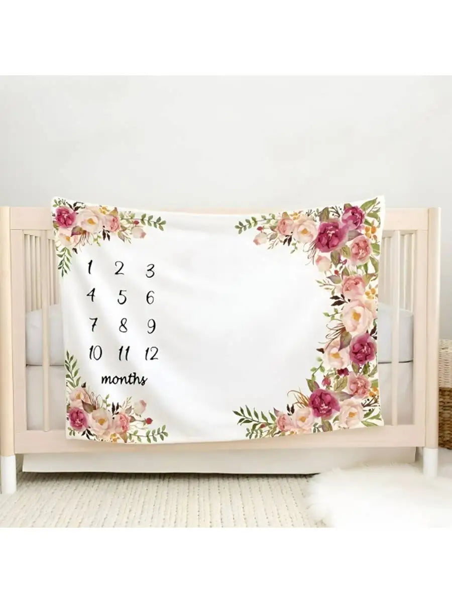 Baby Milestone Flannel Blanket Photography Prop