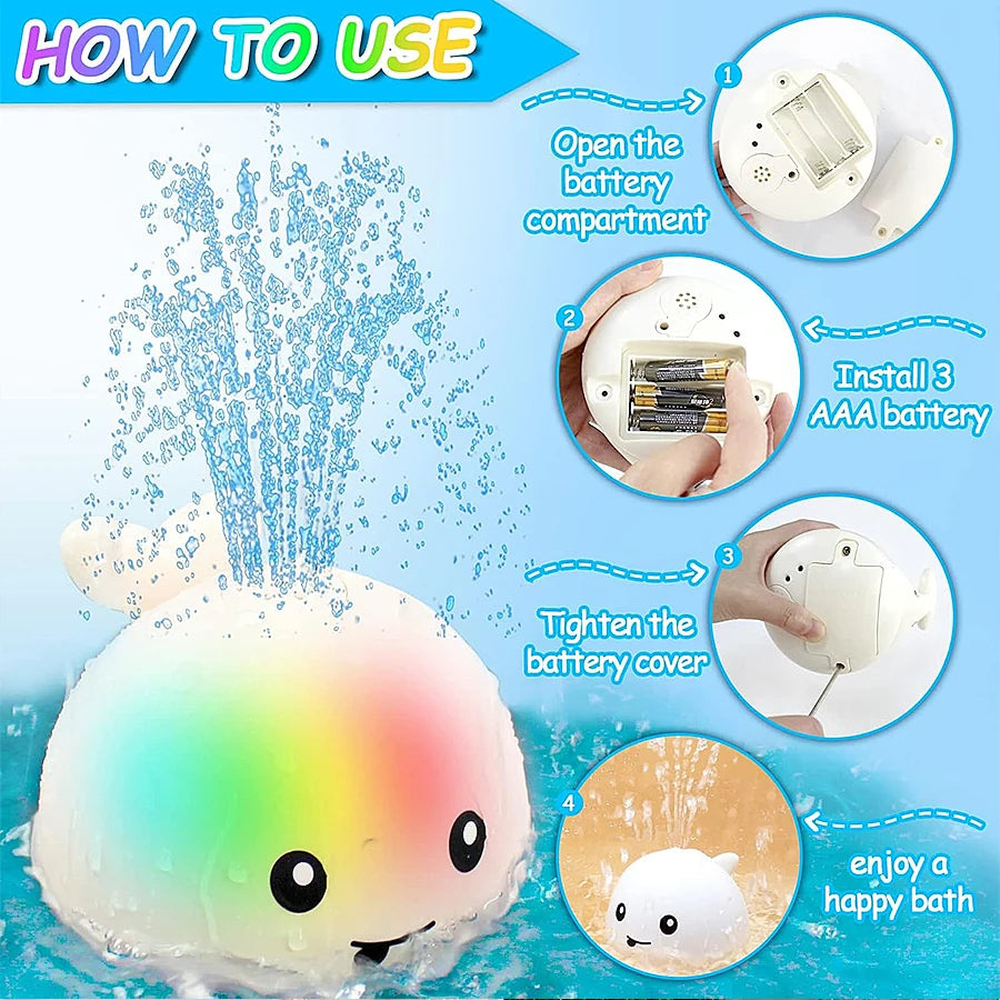 Light-Up Whale Sprinkler Bath Toy for Kids 6-36M