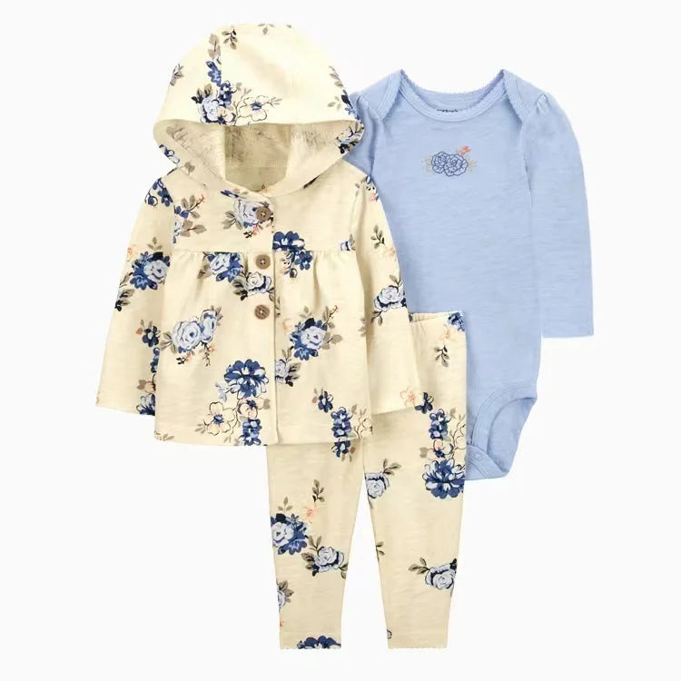 Baby 3-Piece Hooded Coat, Romper & Trousers Set