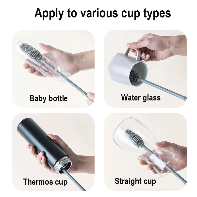 Baby Bottle Brush 360° Rotation Silicone Cleaning Tool