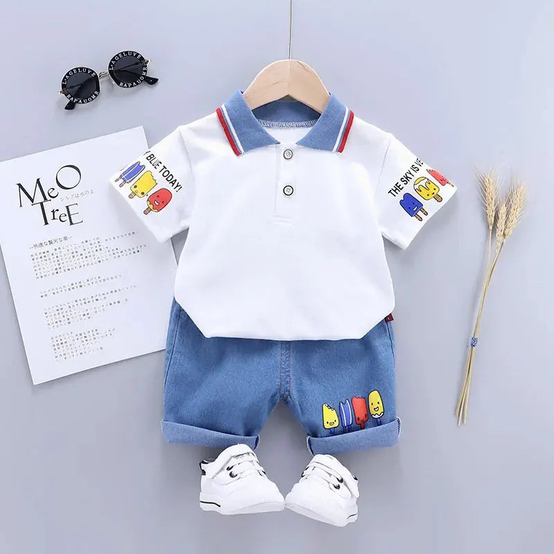 Baby Boy Summer T-Shirt & Shorts Cartoon Outfit Set