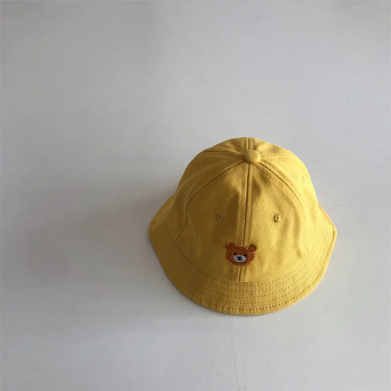 Cartoon Bear Baby Bucket Sun Hat Soft Cotton
