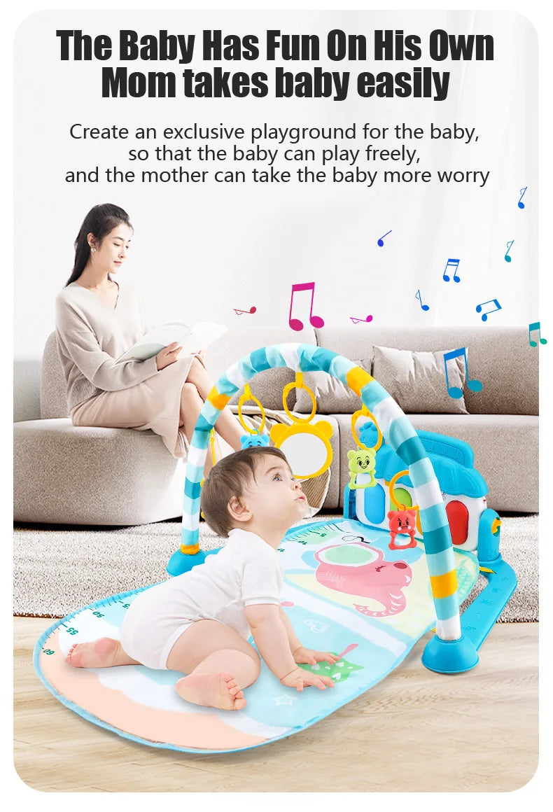 Baby Fitness Play Gym with Piano & Crawling Mat 0-36M