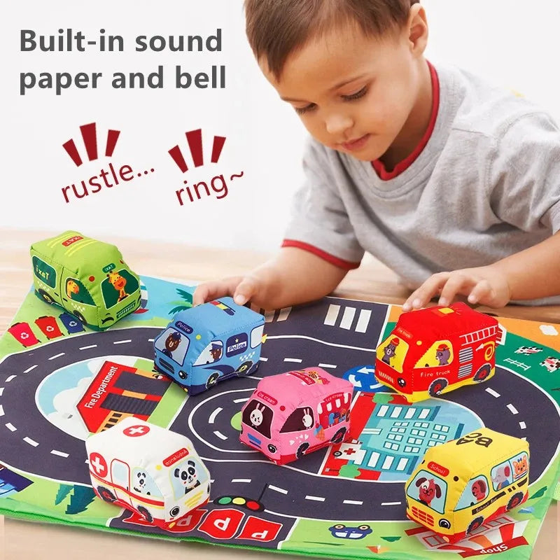 Soft Car Toy Set with Play Mat for Toddlers 12-18M