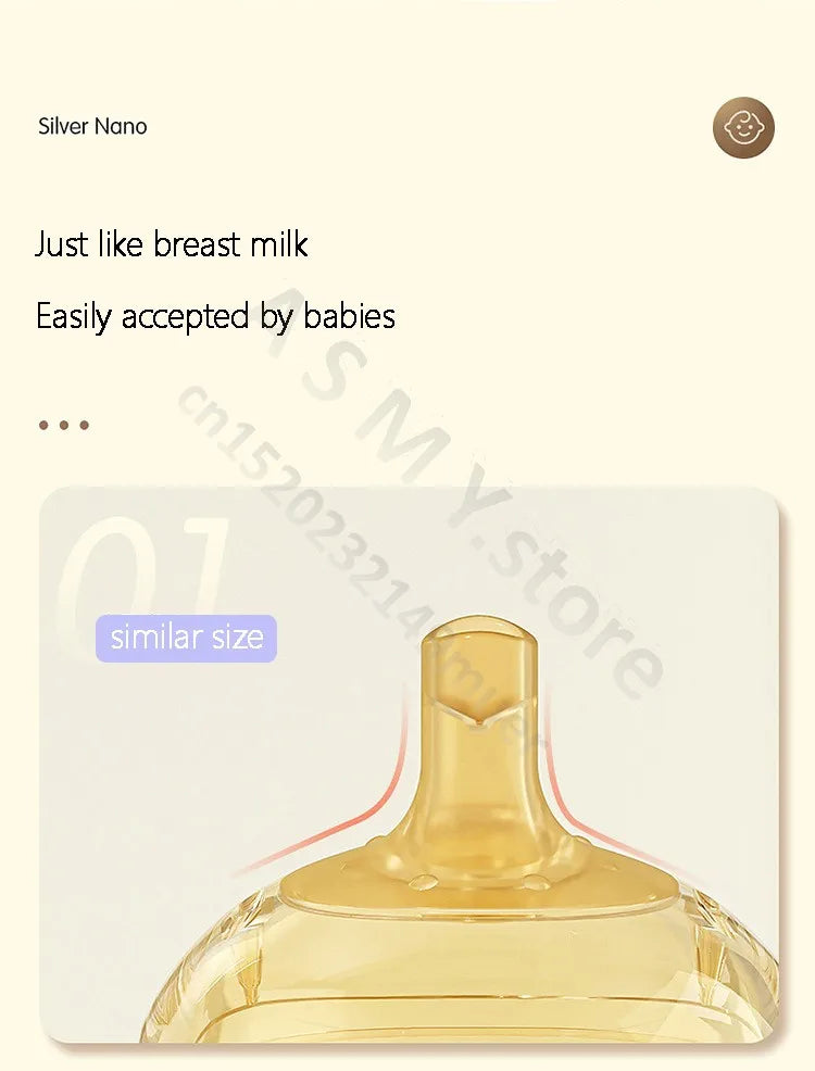 Wide Mouth Newborn Baby Bottle with Learning Nipple