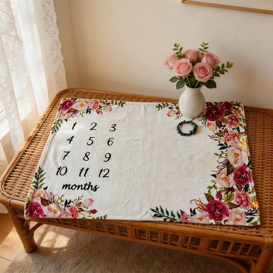 Baby Milestone Flannel Blanket Photography Prop