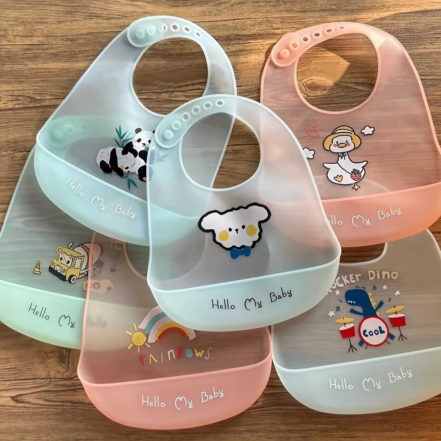 Waterproof Silicone Baby Bib | Adjustable Cartoon Animal Print for Boys & Girls