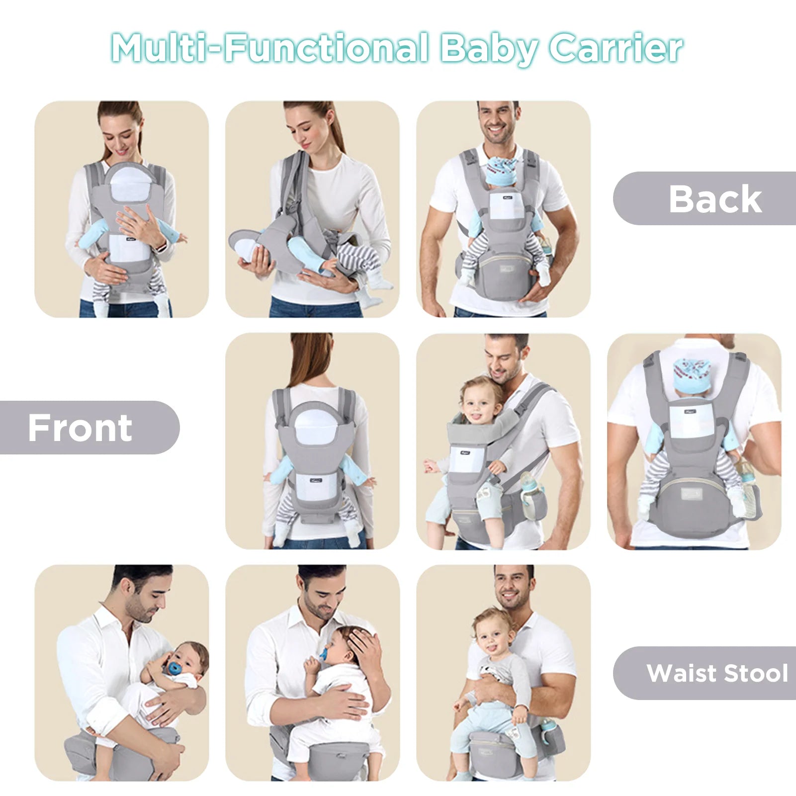 Ergonomic Baby Carrier with Hipseat | Front-Facing & Kangaroo Carry