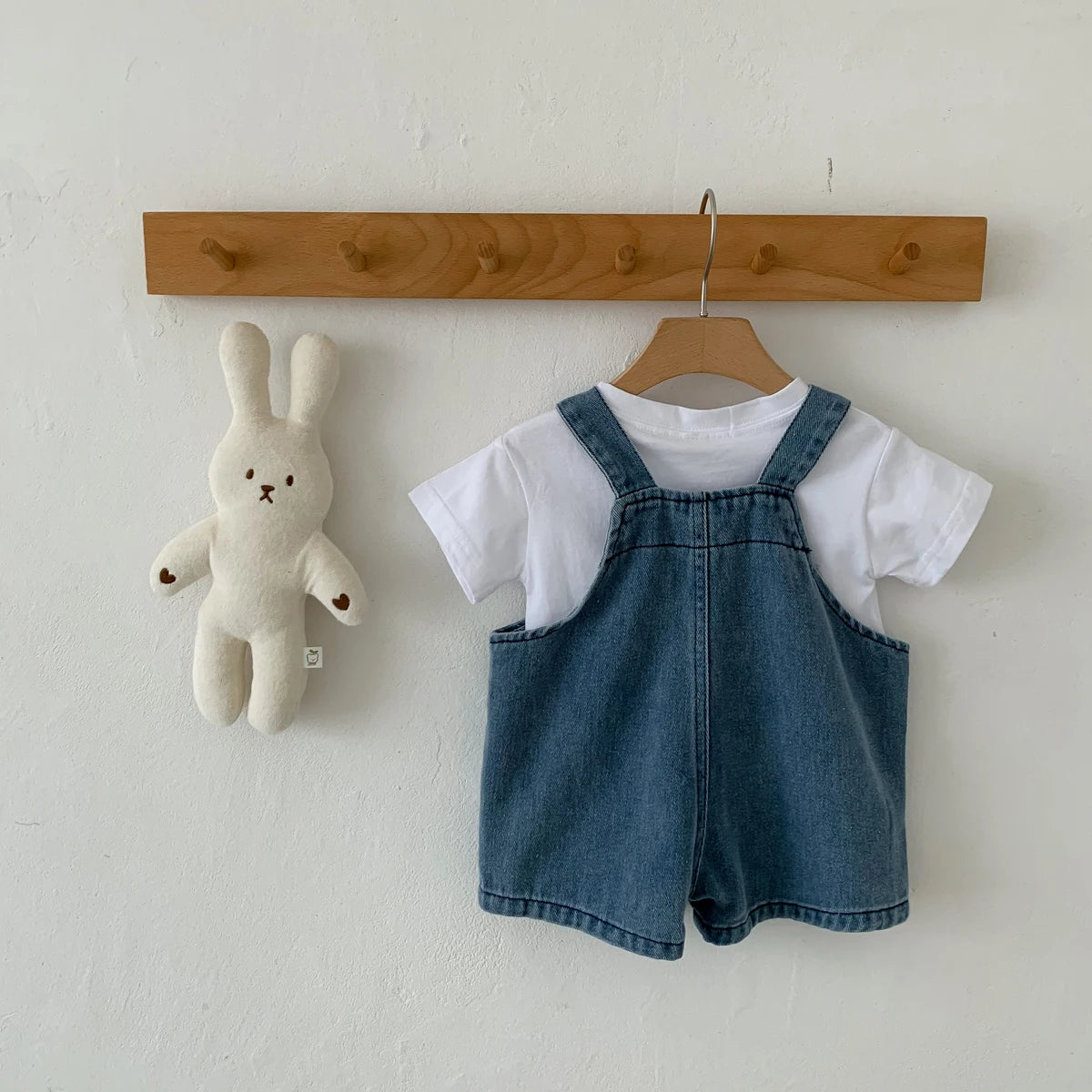 Baby Girl & Boy T-Shirt with Denim Jumpsuit 2-Piece Set
