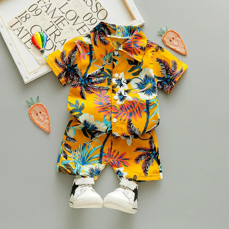 Baby Boy Beach Shirt & Shorts Summer Outfit Set 0-5Y