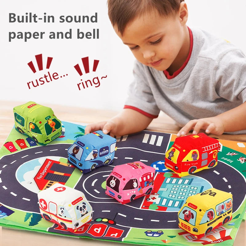 Soft Car Toy Set with Play Mat for Toddlers 12-18M
