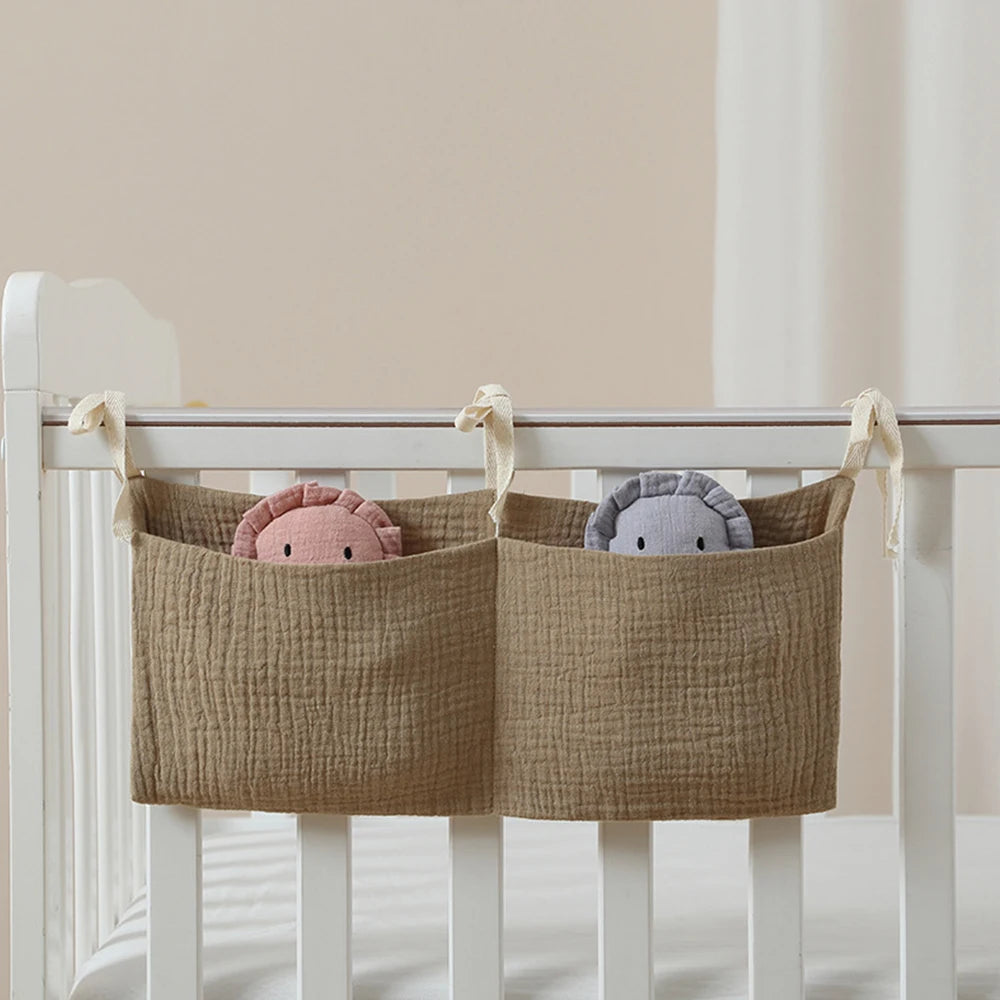 Baby Nursery Crib Organizer Caddy with 2 Pockets
