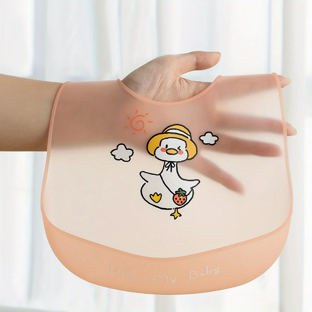 Waterproof Silicone Baby Bib | Adjustable Cartoon Animal Print for Boys & Girls