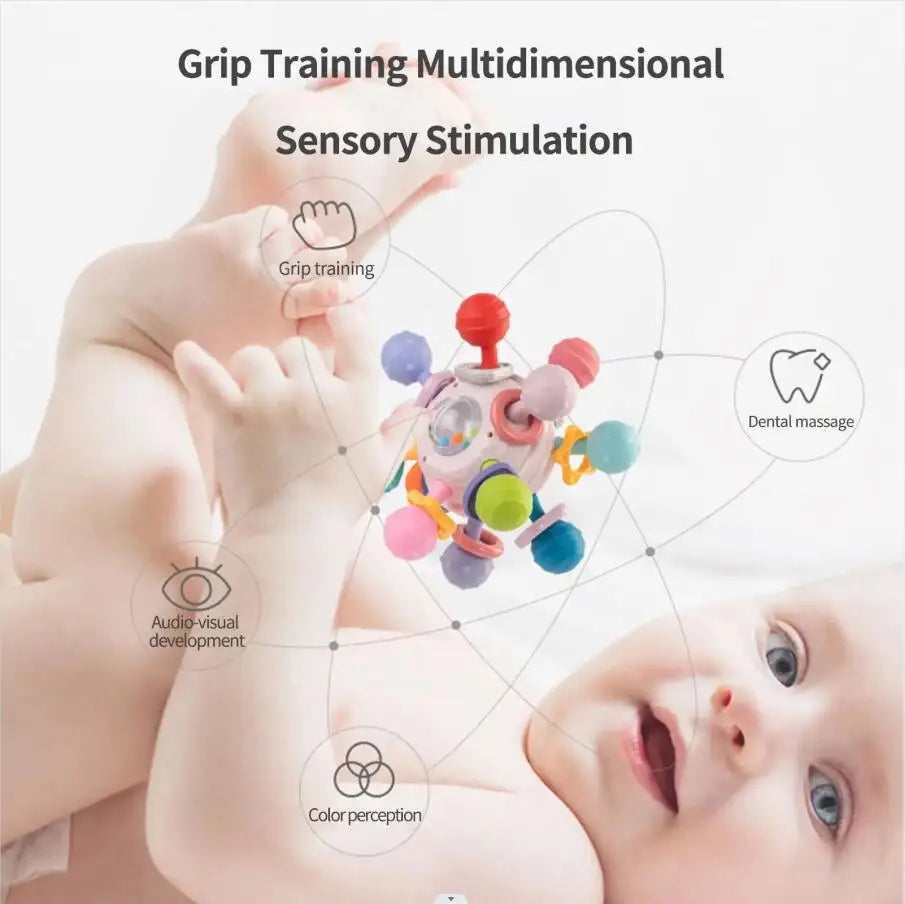 Sensory Teething Rattle Toy for Babies 0-36 Months