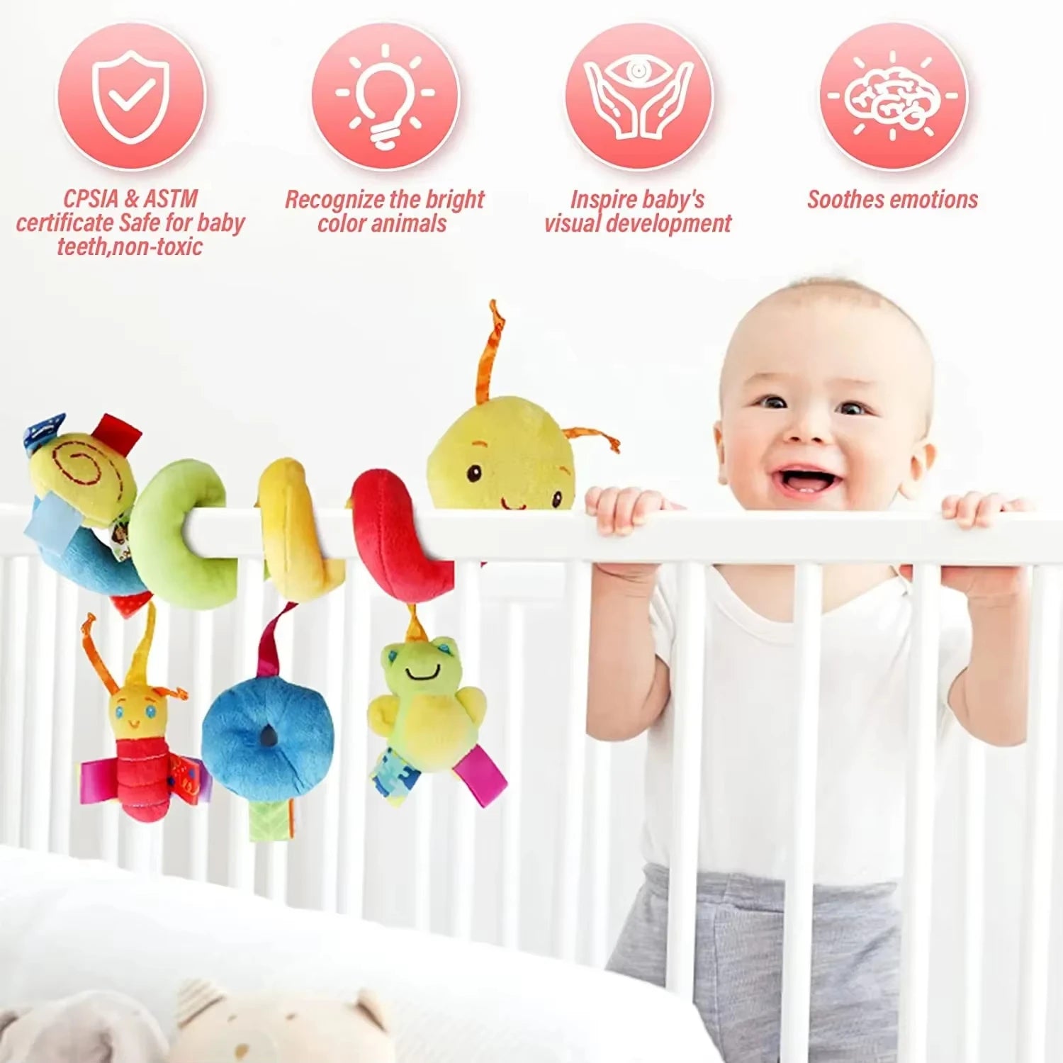 Baby Crib Hanging Rattle Toys with Stroller Spiral Mobile