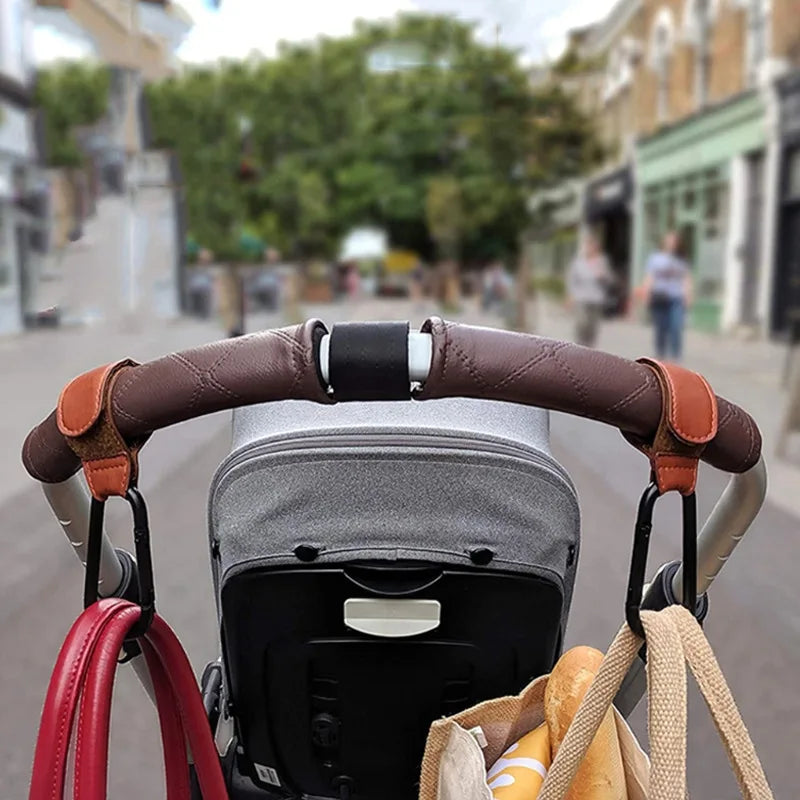 Stroller Hook PU Leather Pram Bag Hanger Organizer