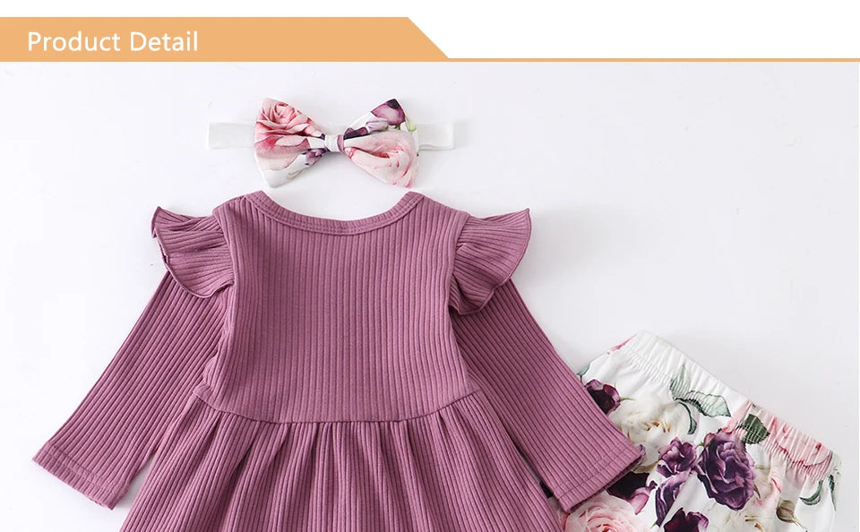 Newborn Baby Girl Knit Long Sleeve Top & Floral Pants Set
