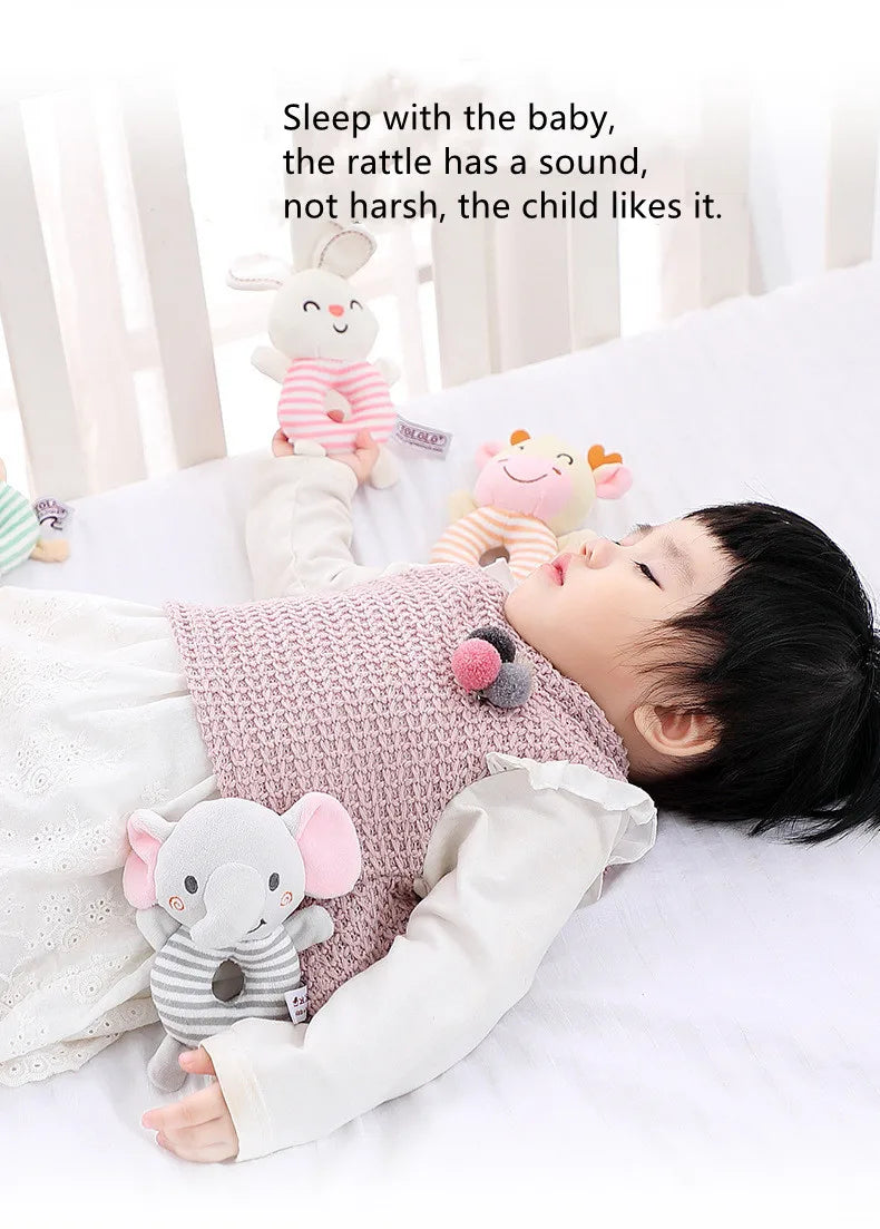 Baby Rattle Toys Cartoon Animals Plush for Newborns