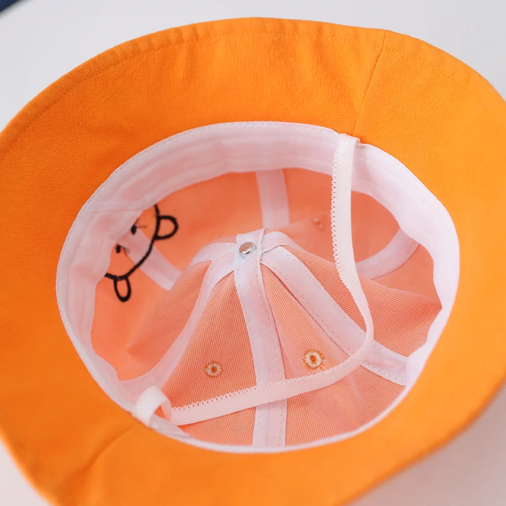 Cartoon Bear Baby Bucket Sun Hat Soft Cotton