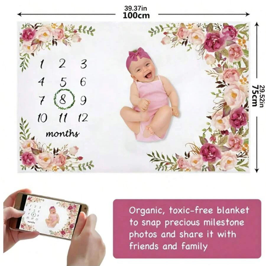 Baby Milestone Flannel Blanket Photography Prop