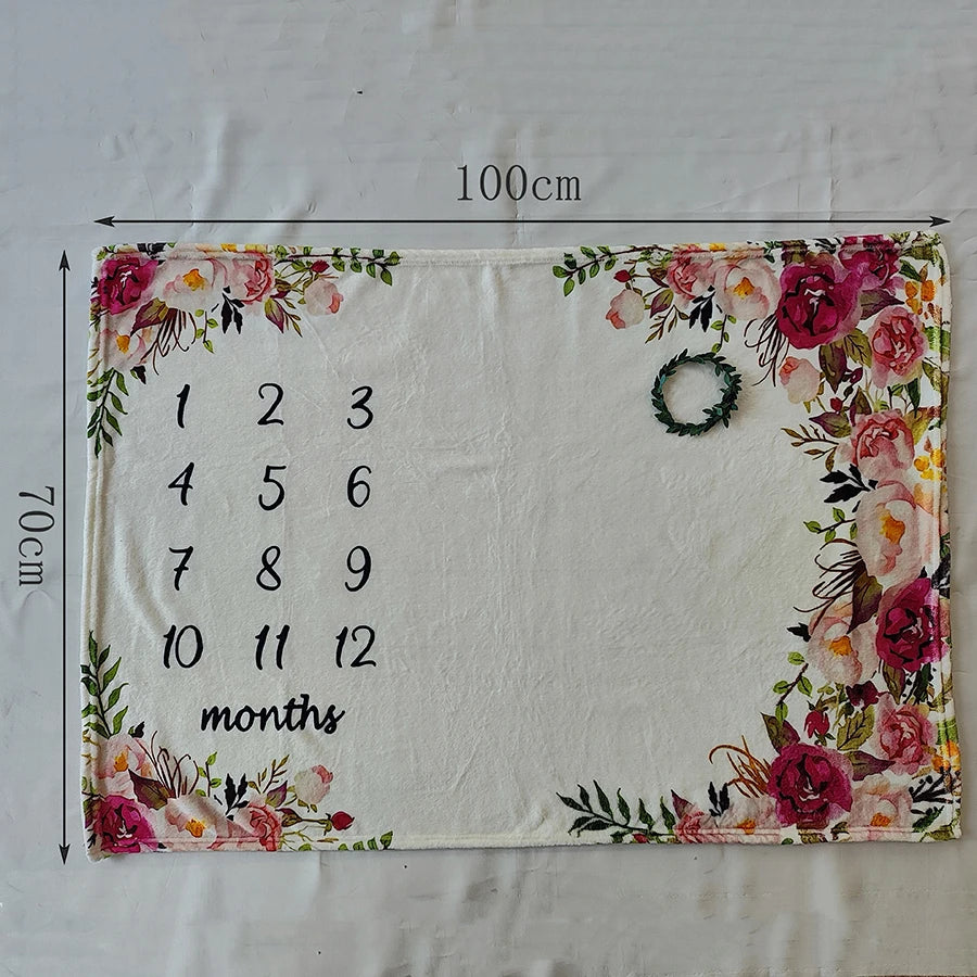 Baby Milestone Flannel Blanket Photography Prop
