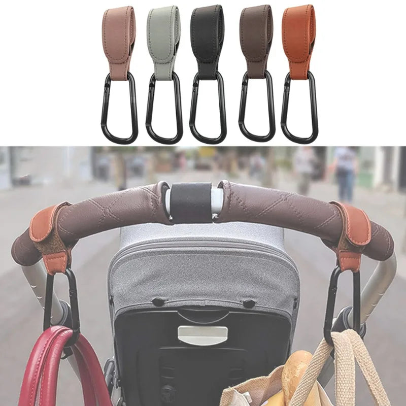 Stroller Hook PU Leather Pram Bag Hanger Organizer