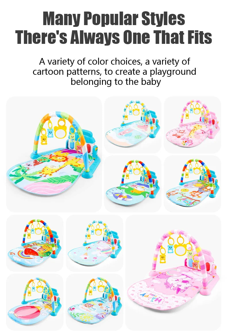 Baby Fitness Play Gym with Piano & Crawling Mat 0-36M