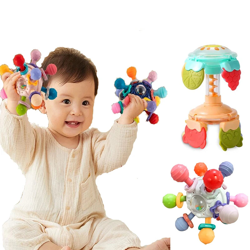 Sensory Teething Rattle Toy for Babies 0-36 Months