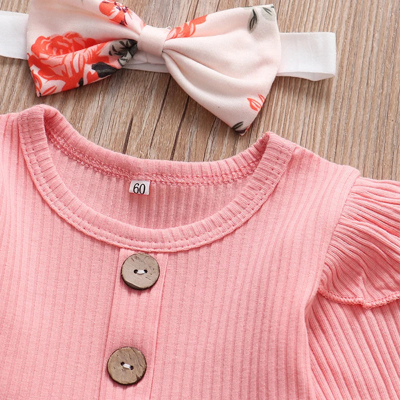 Newborn Baby Girl Knit Long Sleeve Top & Floral Pants Set