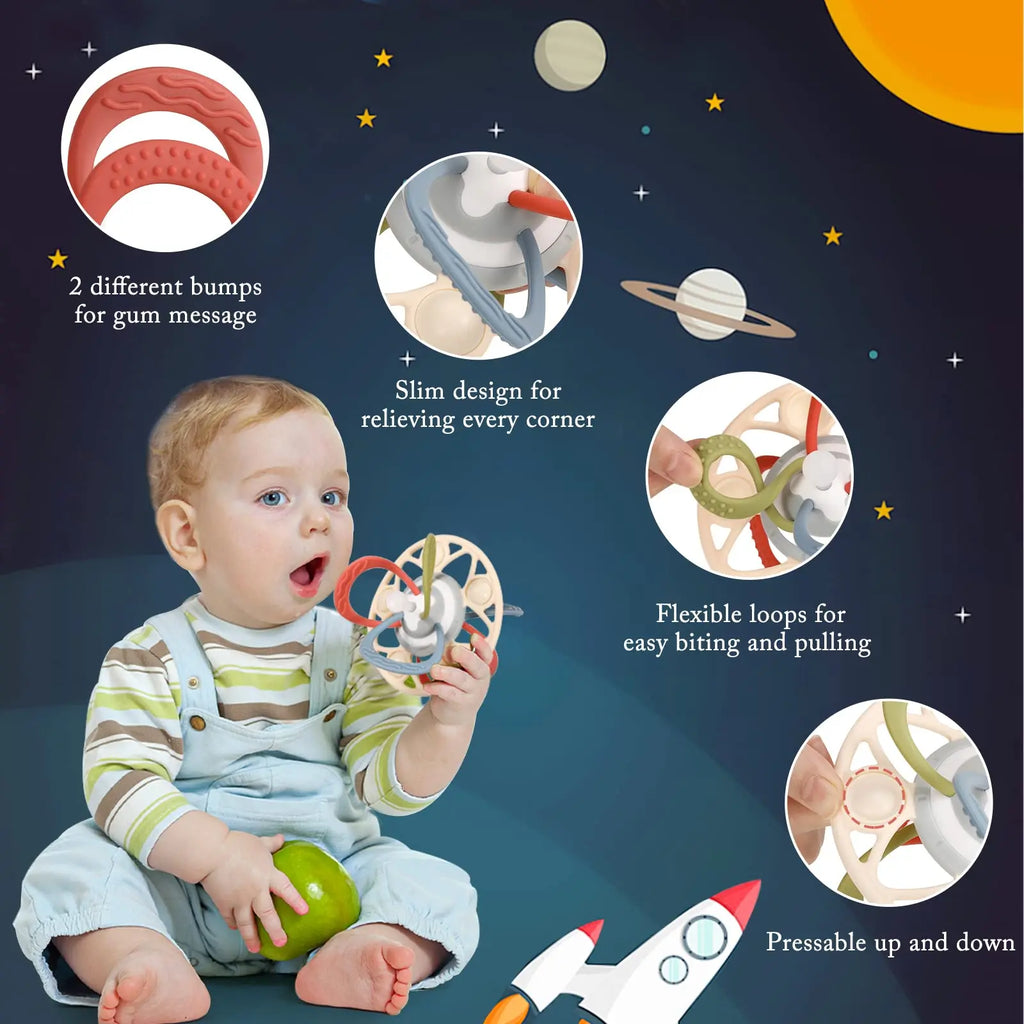 Sensory Teething Rattle Toy for Babies 0-36 Months