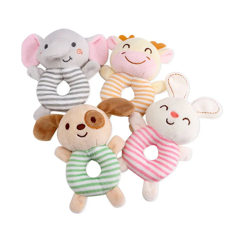 Baby Rattle Toys Cartoon Animals Plush for Newborns