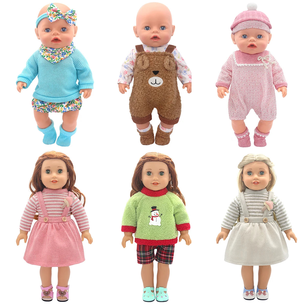 Baby Doll Outfits Set with Shoes for 13-18 Inch Dolls