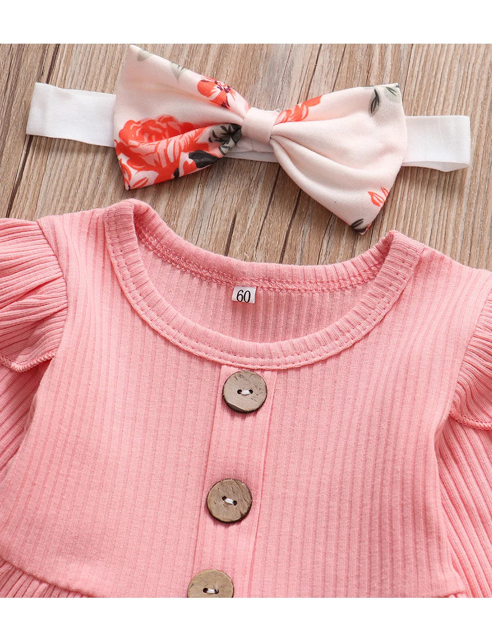 Newborn Baby Girl Knit Long Sleeve Top & Floral Pants Set