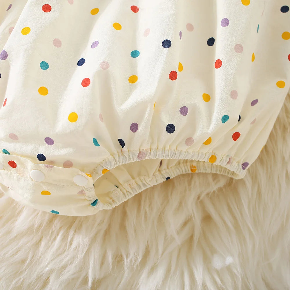 Flower Embroidered Baby Bodysuit | Colorful Polka Dot Print 3-18M