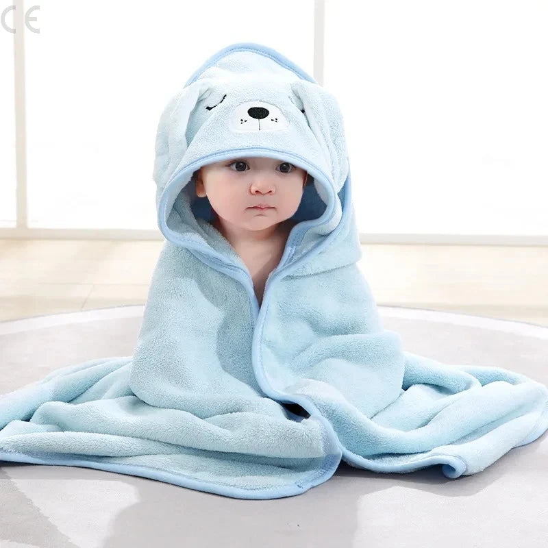 Soft Coral Fleece Baby Bathrobe & Hooded Towel