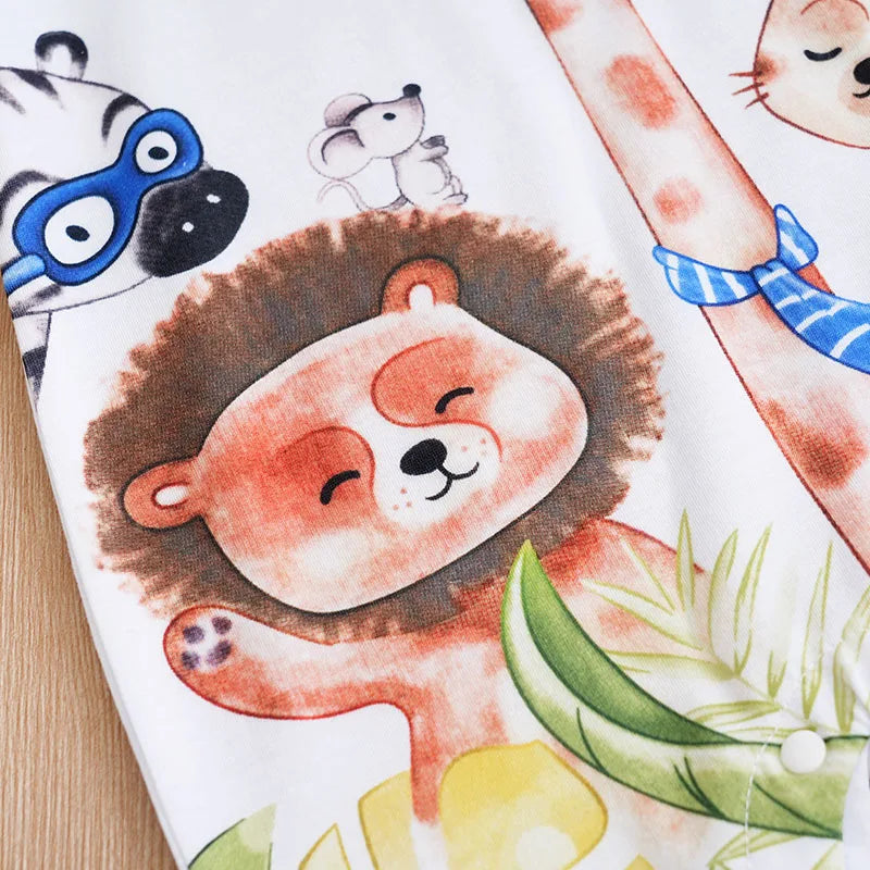 Newborn Cartoon Animals Jumpsuit | Colorful Unisex Baby Outfit
