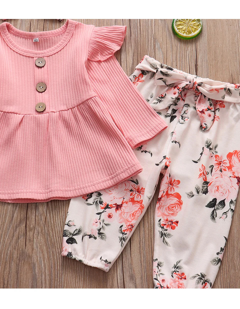 Newborn Baby Girl Knit Long Sleeve Top & Floral Pants Set
