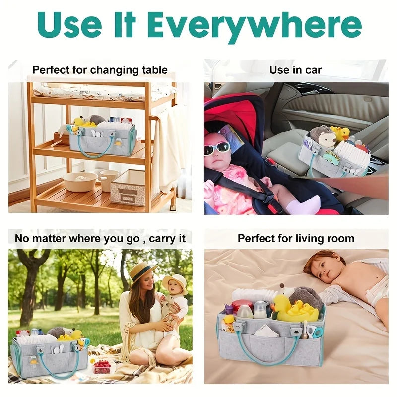 Baby Diaper Caddy Nursery Basket for Newborn Essentials