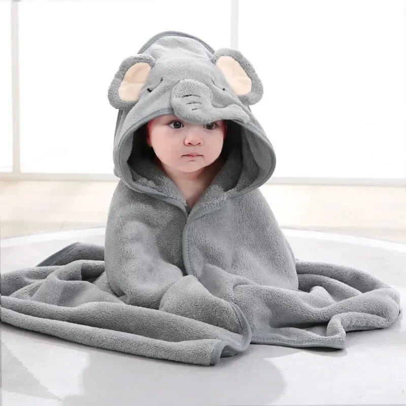 Soft Coral Fleece Baby Bathrobe & Hooded Towel